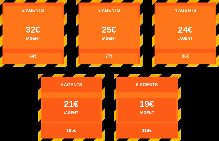 Tabla de precios por agentes